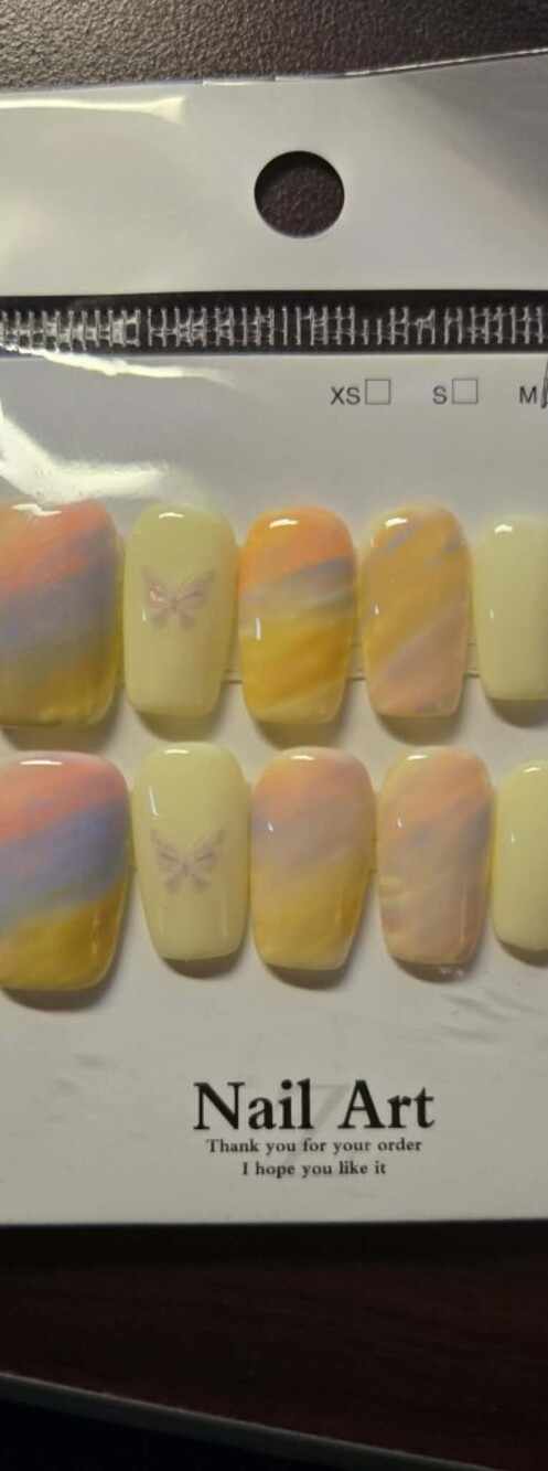 Pastel Gradient Press-On Nails with Butterfly Accent